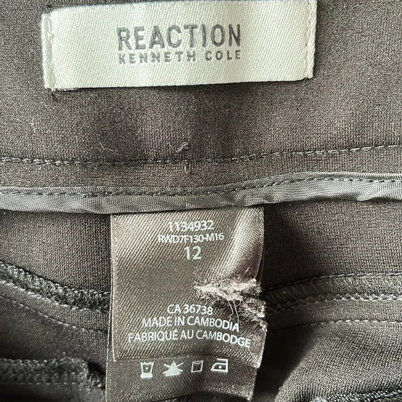 REACTION Kenneth Cole Black Stretch Dress Pants Trousers Straight Leg Pockets 12 - Picture 7 of 11
